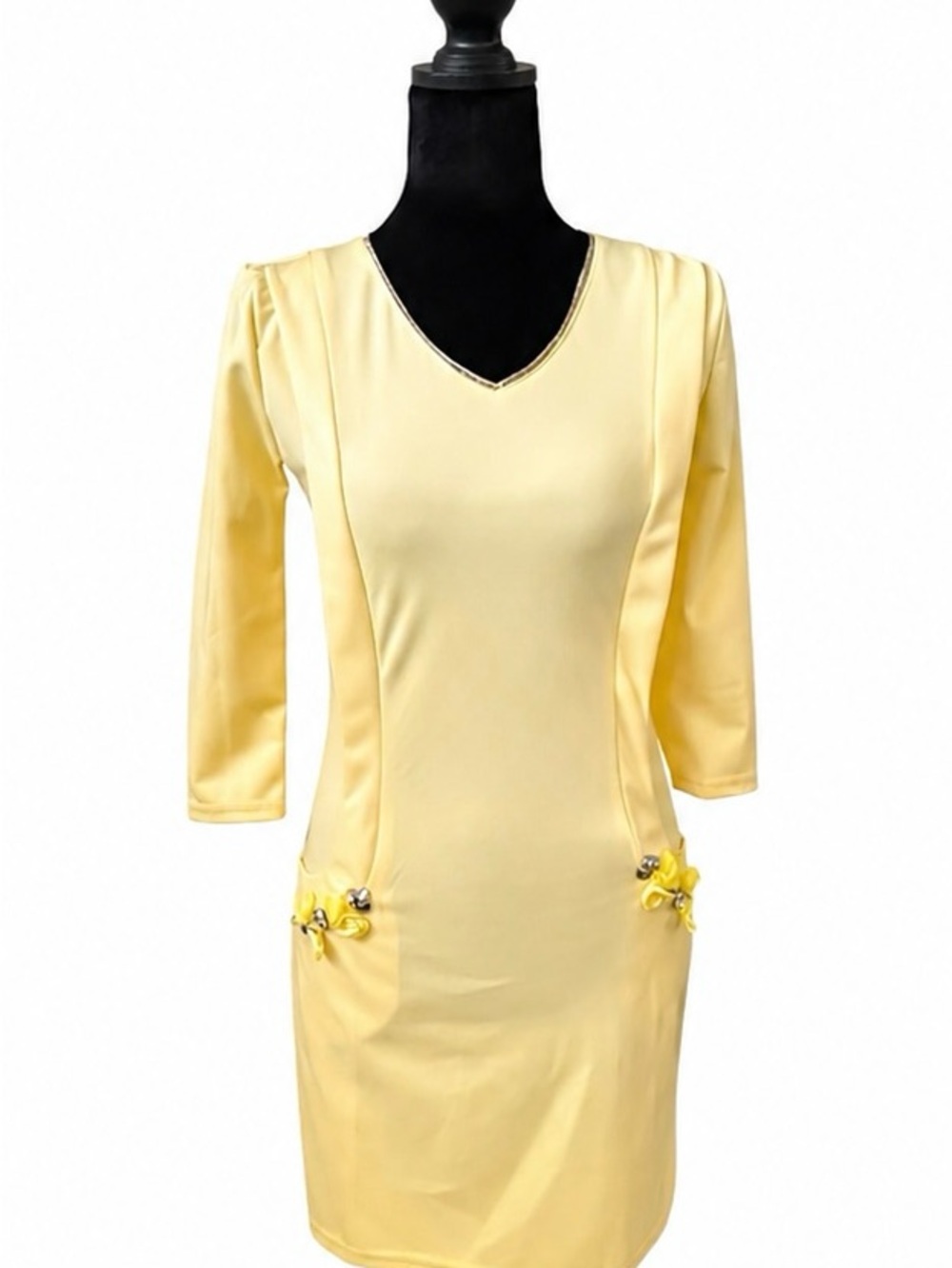 Elegant Women's Yellow Sheath Dress size S